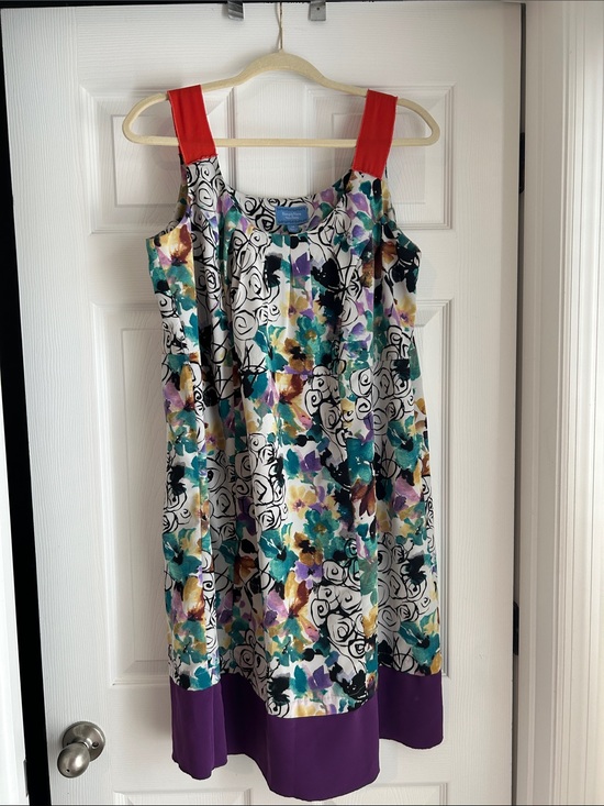 Simply Vera Vera Wang Dresses & Skirts - Simply Vera Vera Wang Multicolor Floral Sundress with Red Straps and Purple Hem